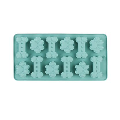 1Pcs Silicone Mold for Dog Biscuits Pink/Blue/Gray Dog Bone Paw Cookie Mold for Dog Treats Ice Cubes Chocolate And Cake Candy