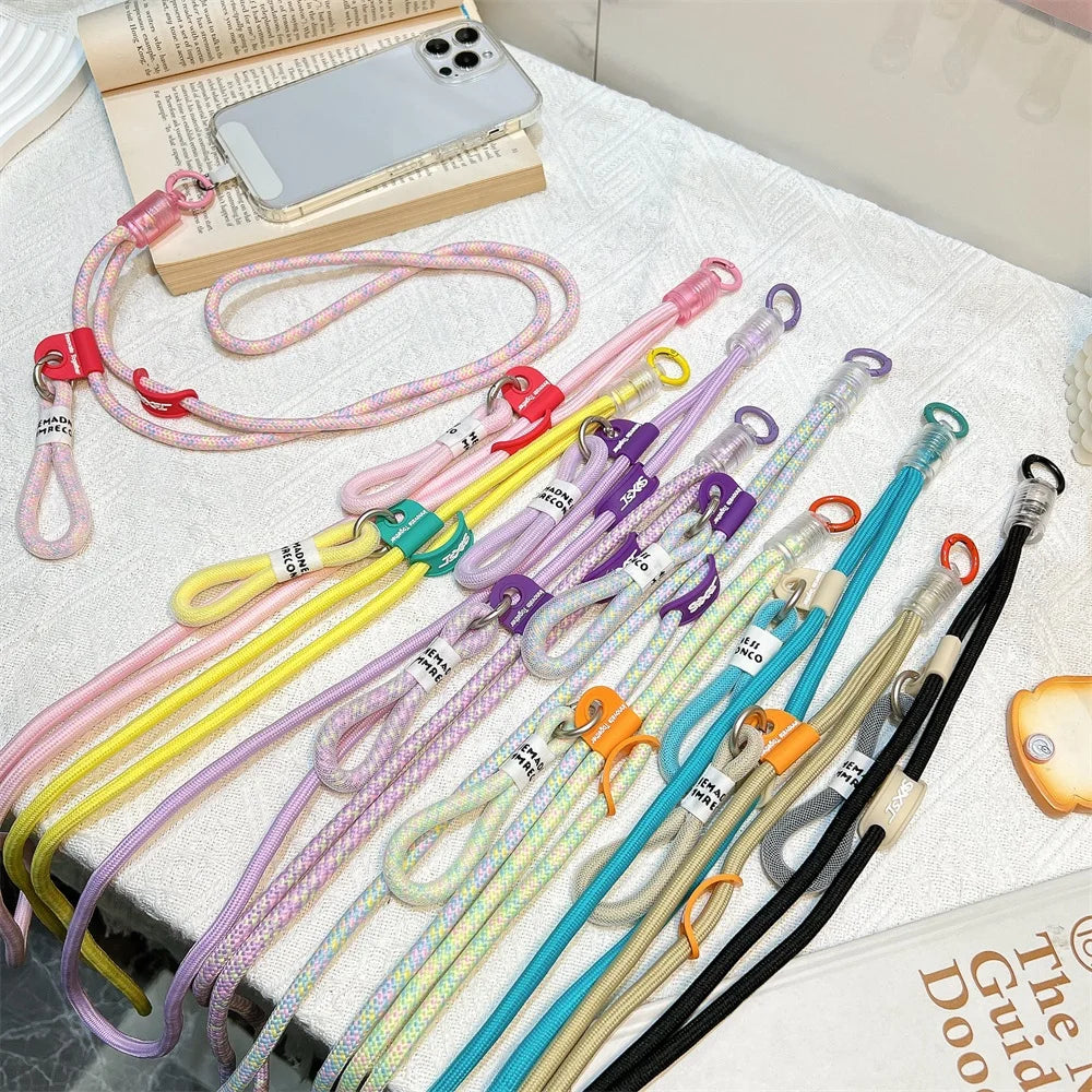 Colorful Braided Phone Crossbody Lanyard Universal Anti-lost Phone Strap with Tether Tab for All Smartphones Retro Fresh Style