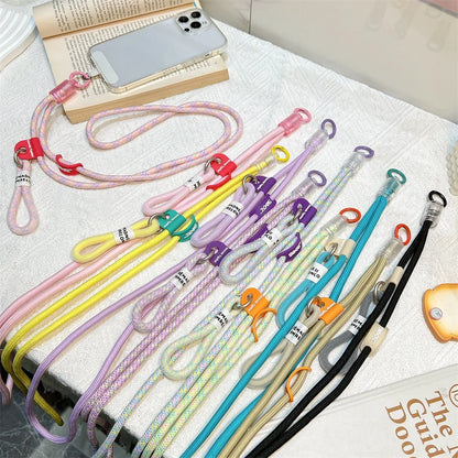 Colorful Braided Phone Crossbody Lanyard Universal Anti-lost Phone Strap with Tether Tab for All Smartphones Retro Fresh Style
