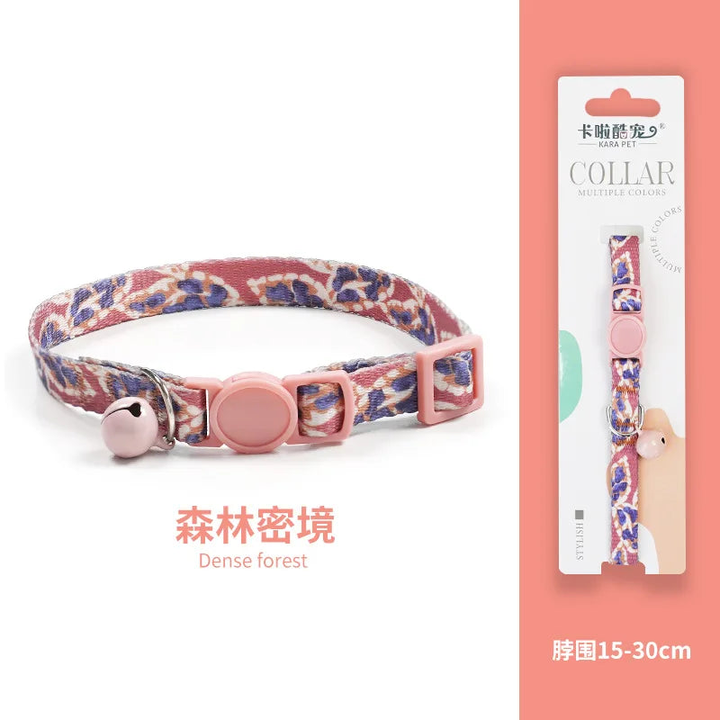 Cat Collar, Kitten Woven Necklace, Neck Collar with Bell, Anti-Choking, Adjustable, Comfortable, Safety Buckle, Pet Accessory