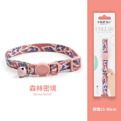 Cat Collar, Kitten Woven Necklace, Neck Collar with Bell, Anti-Choking, Adjustable, Comfortable, Safety Buckle, Pet Accessory