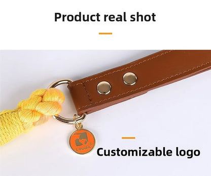 Loudik Woven Cotton Rope Pet Dog Traction Rope Collar Set Dog Rope Medium and Large Dog Pet Supplies Outgoing Puppy Accessories