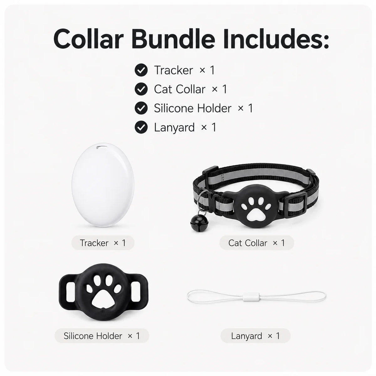 Smart Pet Tracker Tag with Collar Holder Waterproof GPS Cat Dog Finder Compatible with Apple Find My No Fee for iOS