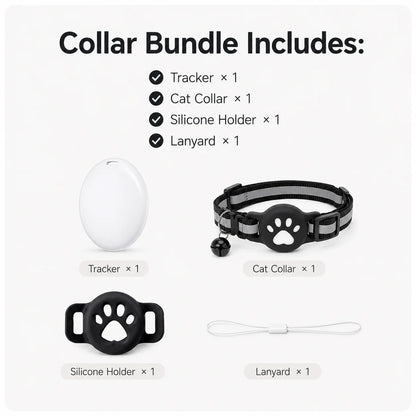 Smart Pet Tracker Tag with Collar Holder Waterproof GPS Cat Dog Finder Compatible with Apple Find My No Fee for iOS