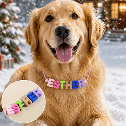 Personalized Pet Name Necklace Adjustable Colorful Letter Bead Collar Custom Puppy Dog Cat ID Jewelry Gift 1-12 Letters