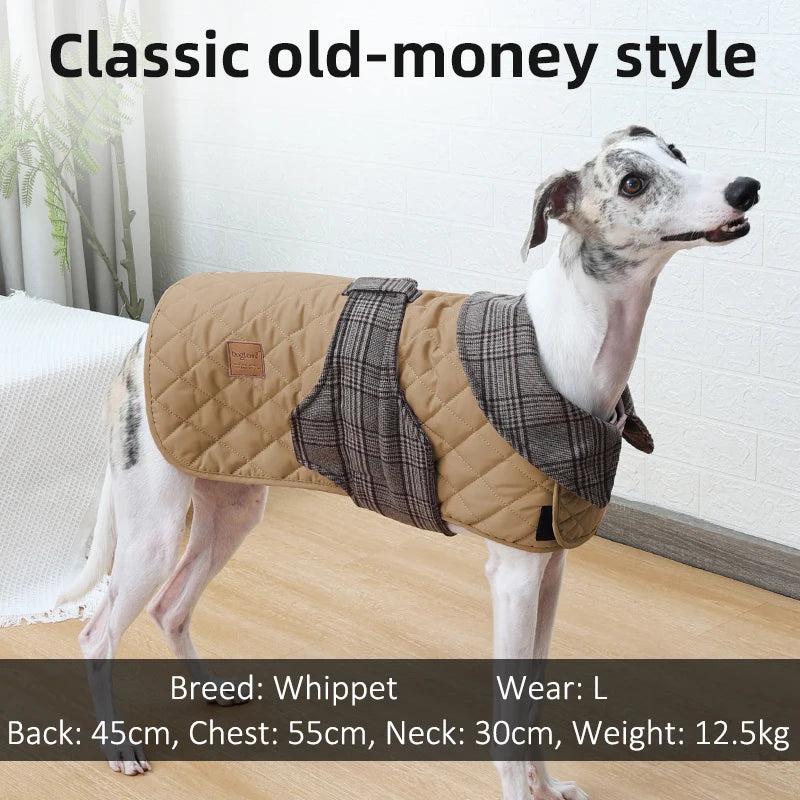 Autumn Winter Luxury Dog Clothes Warm Vintage Plaid Dog Coat Windproof Quilted Puppy Jacket for Small Large Dogs Pet Windbreaker