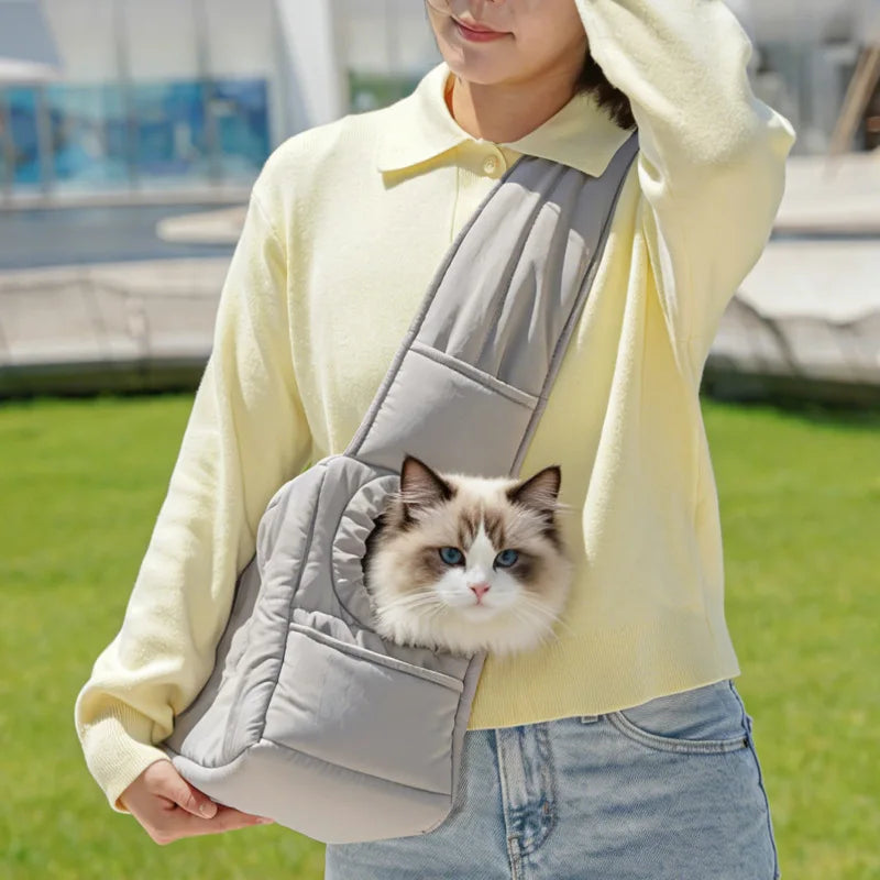 New Pet Portable Travel Bag Fluffy Padded Cloud Slings Shoulder Bag Large Side Hole Space Outdoor Carrier for Small Cat Dog