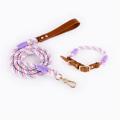Loudik Woven Cotton Rope Pet Dog Traction Rope Collar Set Dog Rope Medium and Large Dog Pet Supplies Outgoing Puppy Accessories