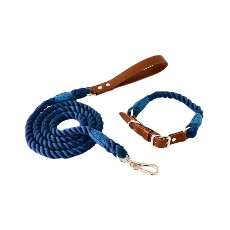 Loudik Woven Cotton Rope Pet Dog Traction Rope Collar Set Dog Rope Medium and Large Dog Pet Supplies Outgoing Puppy Accessories