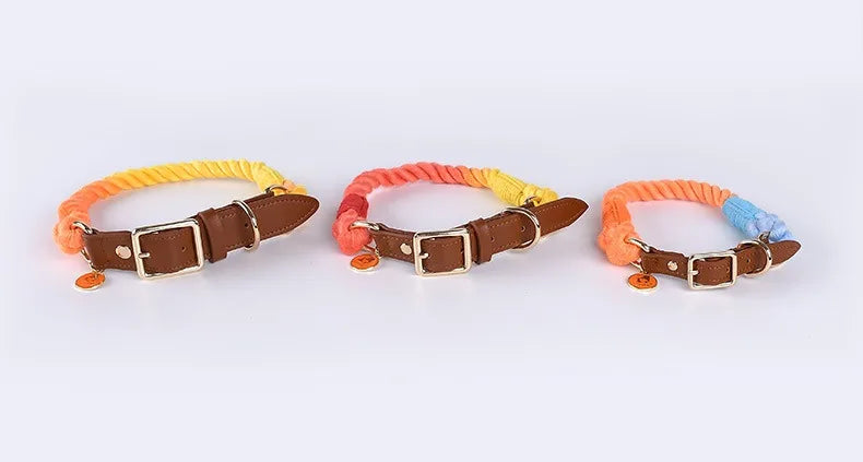 Loudik Woven Cotton Rope Pet Dog Traction Rope Collar Set Dog Rope Medium and Large Dog Pet Supplies Outgoing Puppy Accessories
