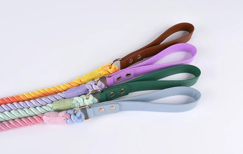 Loudik Woven Cotton Rope Pet Dog Traction Rope Collar Set Dog Rope Medium and Large Dog Pet Supplies Outgoing Puppy Accessories
