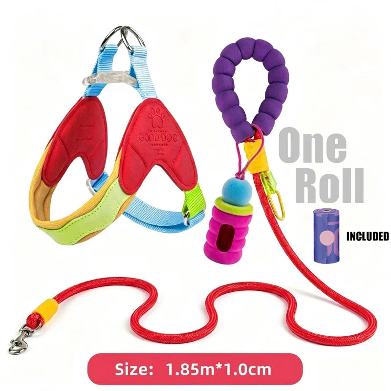 Waggle Galaxy – Colorblock Dog Harness & Leash Set