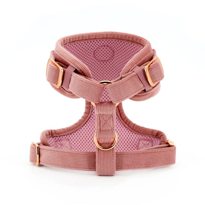 COLLARLOGO Adjustable No Pull Dog Vest Harness Soft Mesh Padded Blue Corduroy Pet Puppy Leash Collar Poop Bag Dispenser