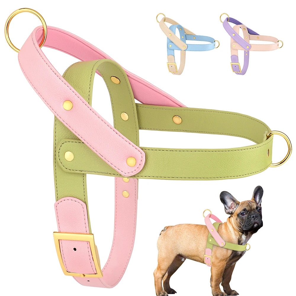 Leather Dog Harness No Pull Dogs Harnesses Vest Soft Pet Walking Training Vests Strong For Small Medium Large Dogs Pug Pitbull