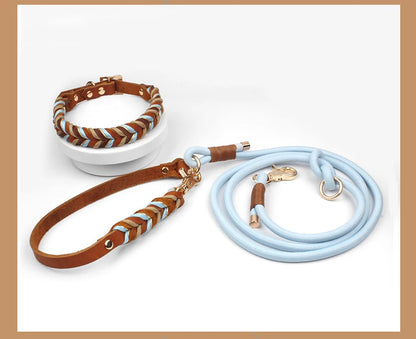 New Style Leather Leashes And Collars For You Dog Soft Nylon Braided Pet Shepherd Collar Medium Large Dogs Strong Pulling Set