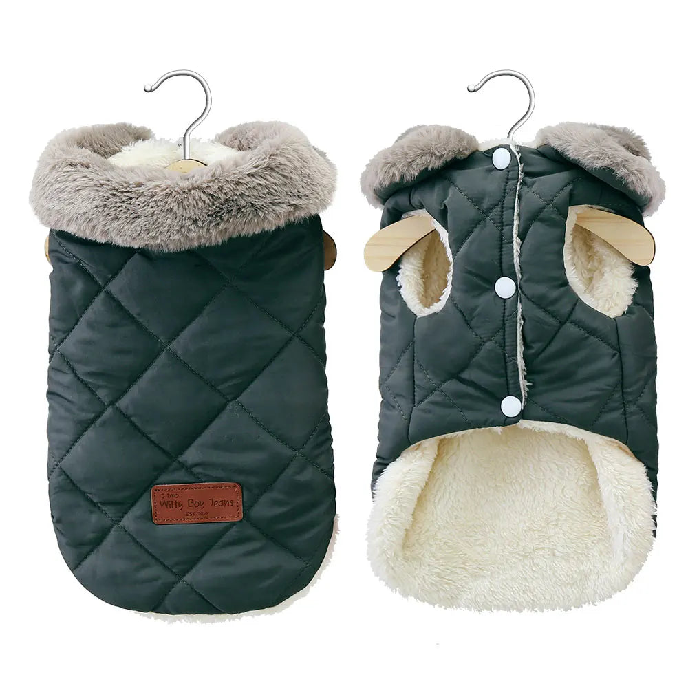 Winter Pet Jacket Clothes Super Warm Small Dogs Clothing With Fur Collar Cotton Pet Outfits French Bulldog Coat Vest Chihuahua
