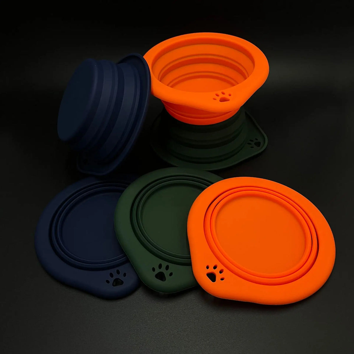 1/3PC Portable Collapsible Silicone Dog Cat Bowl Round Foldable Travel Food Water Bowl for Outdoor Feeding with Carabiner