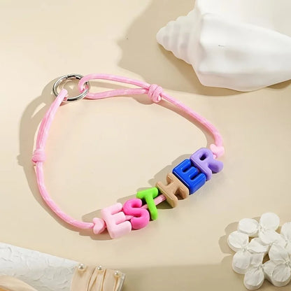 Personalized Pet Name Necklace Adjustable Colorful Letter Bead Collar Custom Puppy Dog Cat ID Jewelry Gift 1-12 Letters