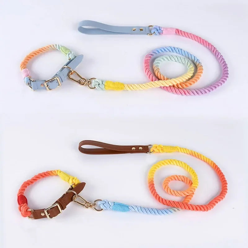 Loudik Woven Cotton Rope Pet Dog Traction Rope Collar Set Dog Rope Medium and Large Dog Pet Supplies Outgoing Puppy Accessories