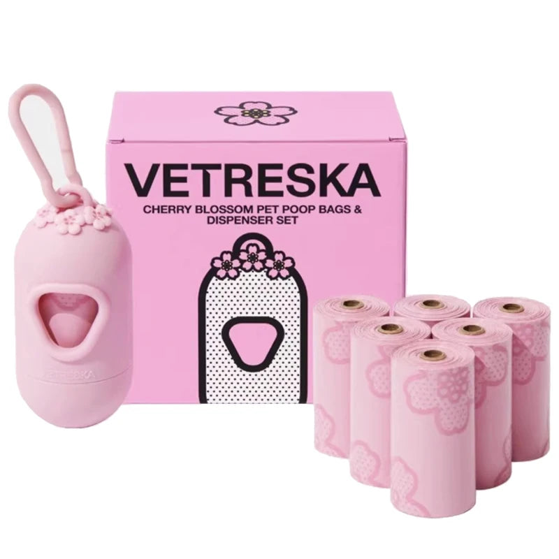 Flower Capsule Dog Poop Bag Dispenser Set Scented Portable Outdoor Walking Pet Waste Bag Holder For Dog Cat Litter Garbage Clean