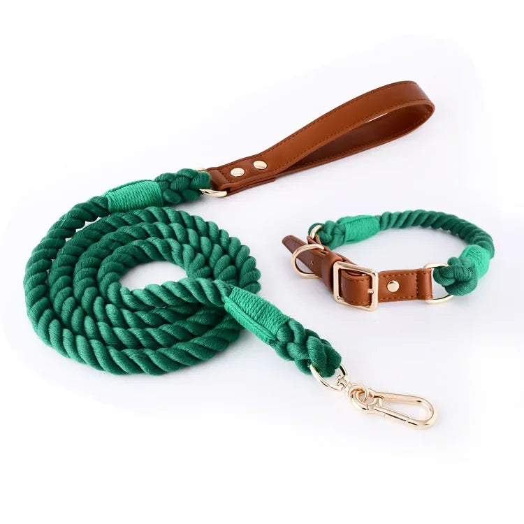 Loudik Woven Cotton Rope Pet Dog Traction Rope Collar Set Dog Rope Medium and Large Dog Pet Supplies Outgoing Puppy Accessories