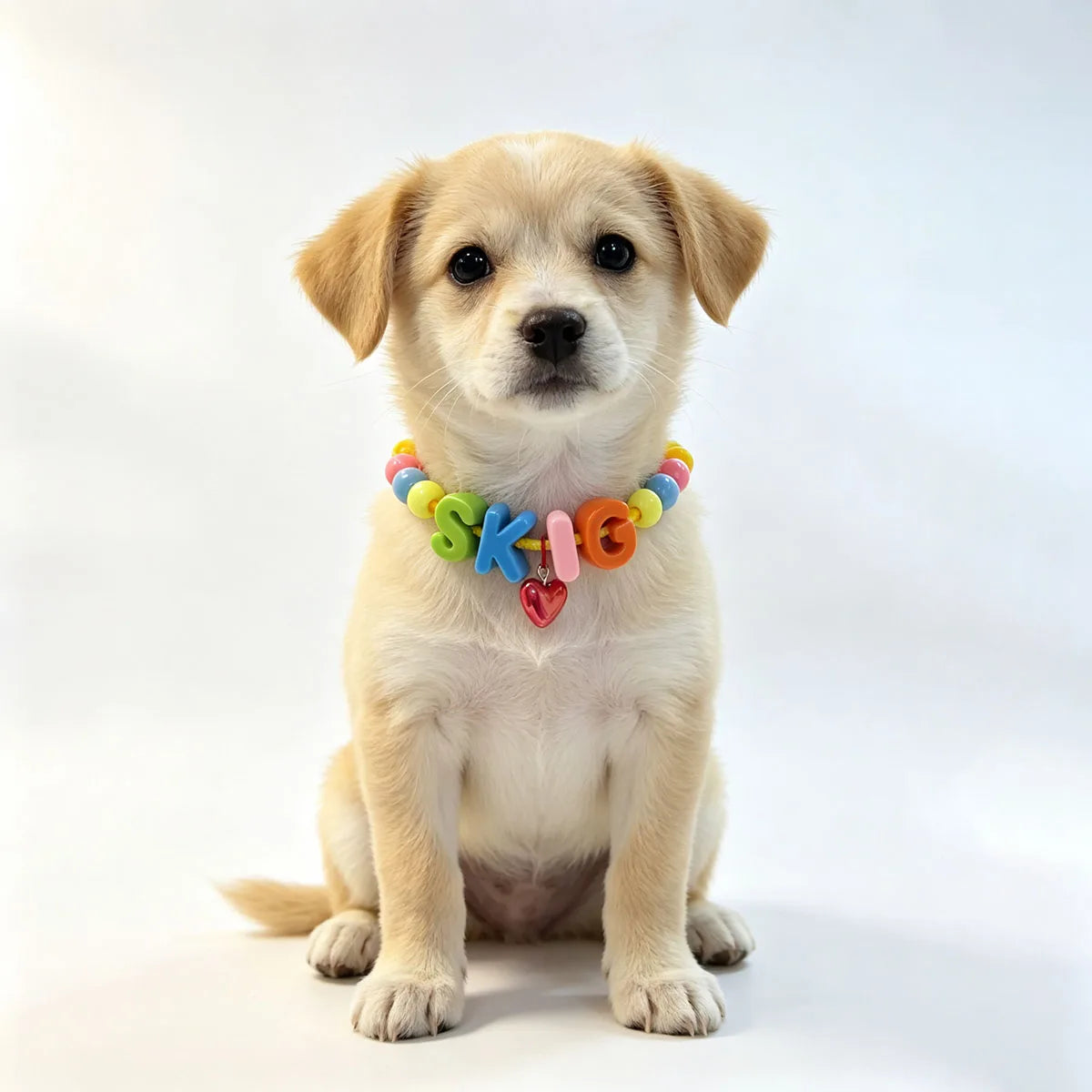 1pc Customized Acrylic Colorful Letter Pet Beaded Necklace Love Pendant Pet Jewelry Customizable Pet Name Souvenir Universal for