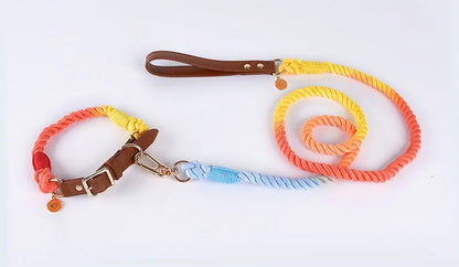 Loudik Woven Cotton Rope Pet Dog Traction Rope Collar Set Dog Rope Medium and Large Dog Pet Supplies Outgoing Puppy Accessories