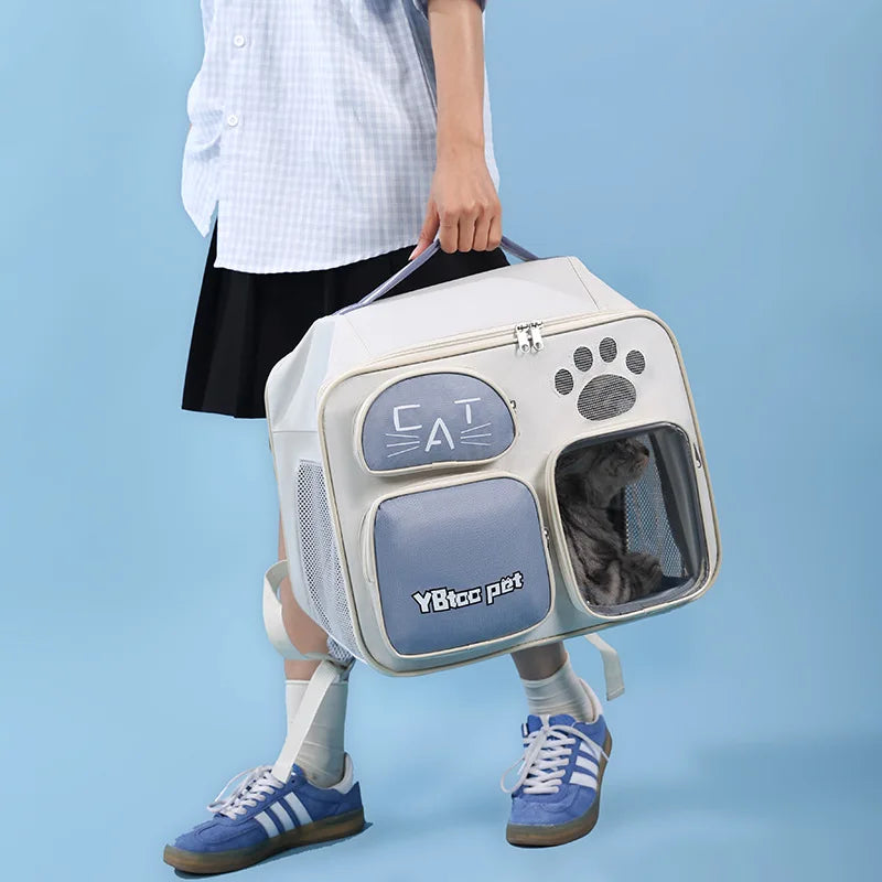 Cat bag out portable breathable lightweight large capacity pet supplies anti-stress space capsule double shoulder cat bag