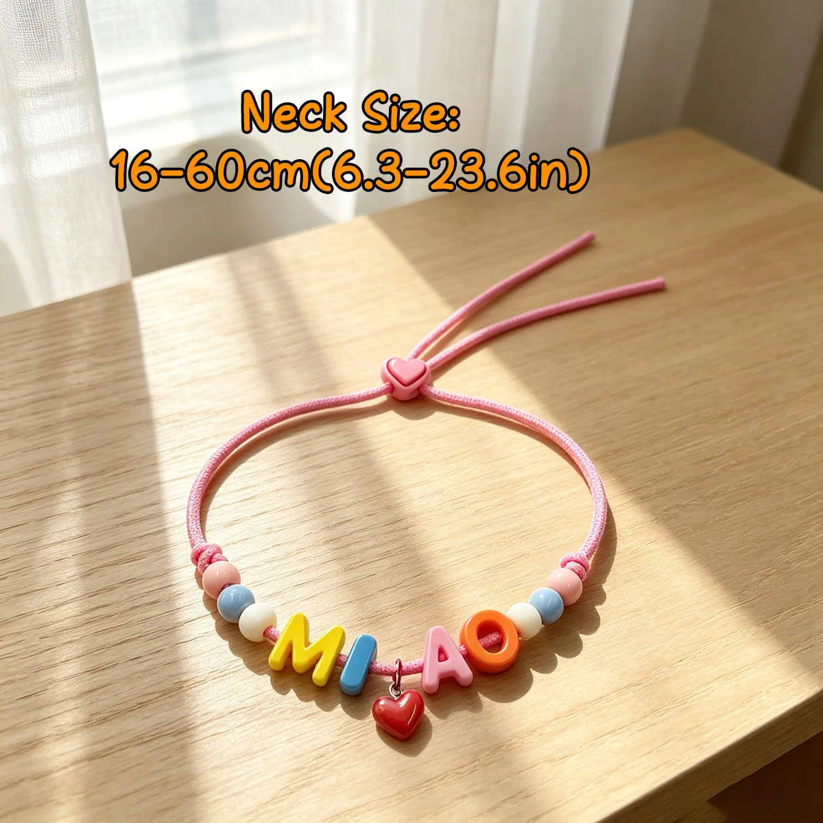 1pc Customized Acrylic Colorful Letter Pet Beaded Necklace Love Pendant Pet Jewelry Customizable Pet Name Souvenir Universal for
