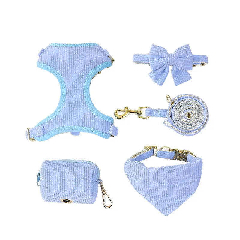 Dog Leash Chest Harness Collar Corduroy Pet Set New Small Pet Dog Harness Set  dog accessories for small dogs