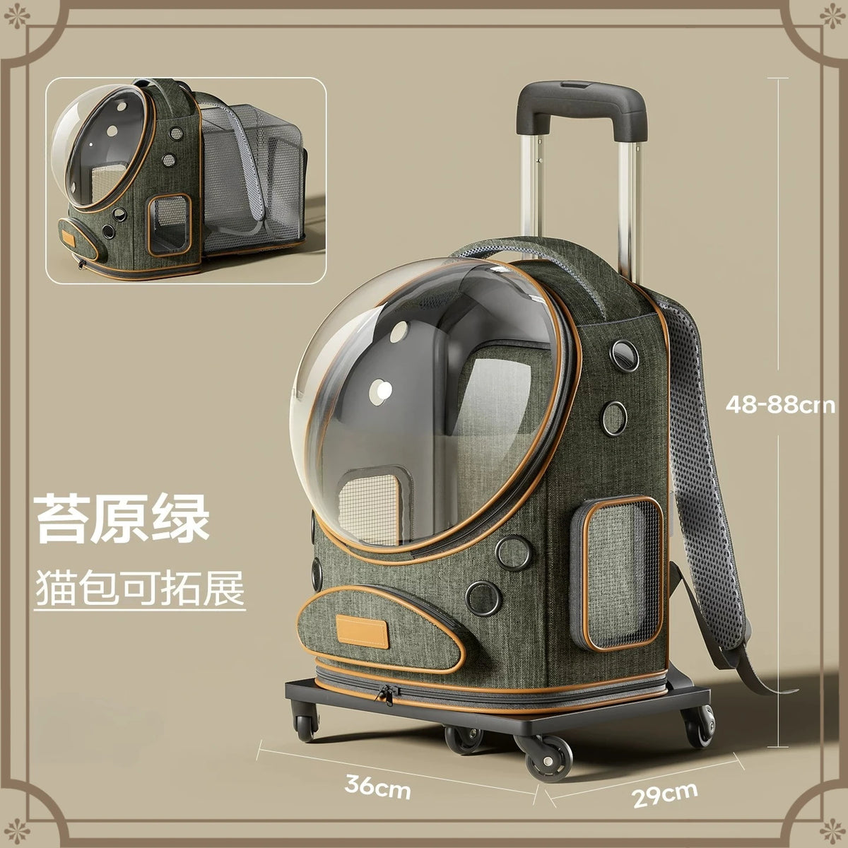 Pet trolley case cat bag going out portable dog going out box large capacity double shoulder pet space capsule cat backpack