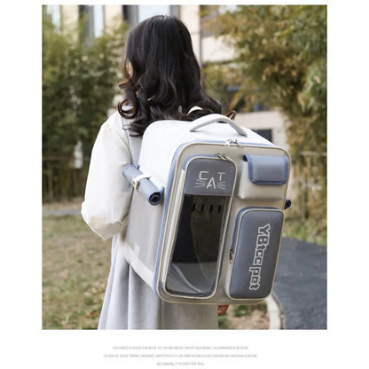 Cat bag, double shoulder, universal in all seasons, anti-stress portable breathable pet bag, portable when going out in summer