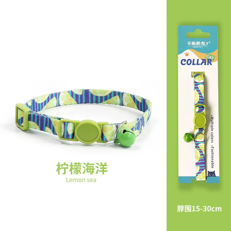 Cat Collar, Kitten Woven Necklace, Neck Collar with Bell, Anti-Choking, Adjustable, Comfortable, Safety Buckle, Pet Accessory