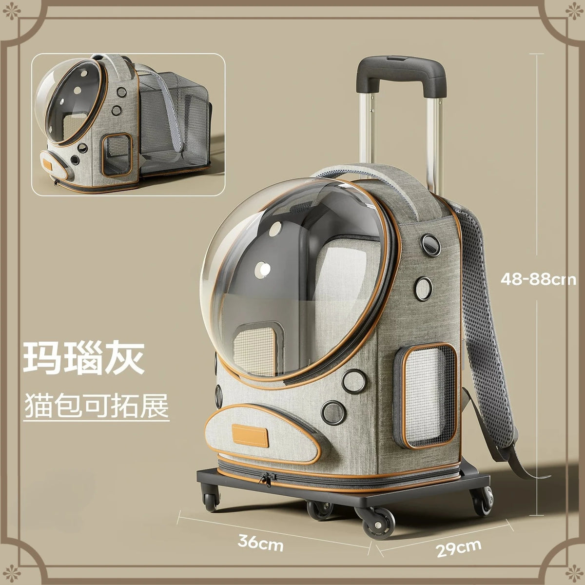 Pet trolley case cat bag going out portable dog going out box large capacity double shoulder pet space capsule cat backpack