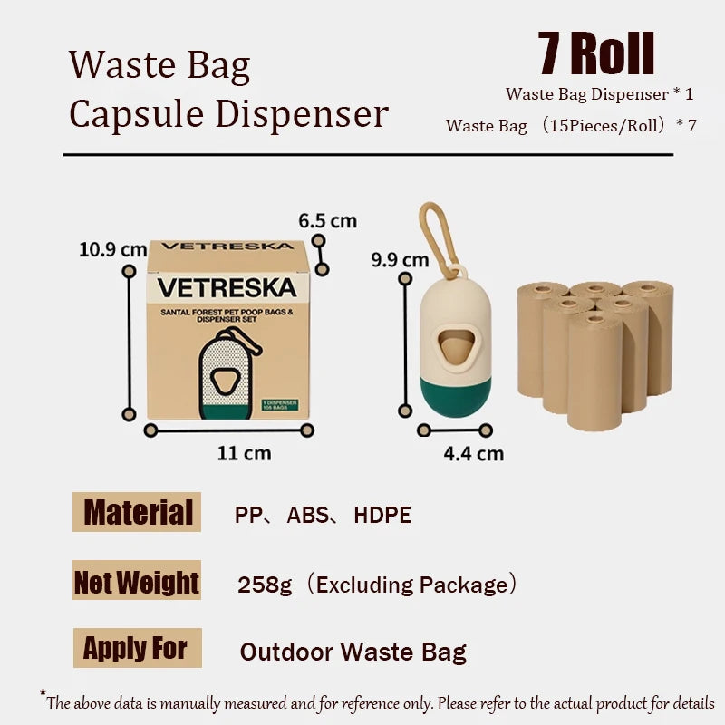 Flower Capsule Dog Poop Bag Dispenser Set Scented Portable Outdoor Walking Pet Waste Bag Holder For Dog Cat Litter Garbage Clean