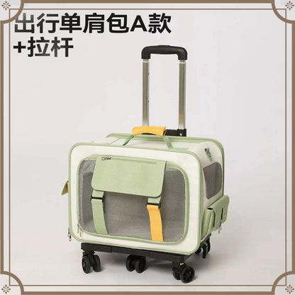 Pet trolley case cat bag going out portable dog going out box large capacity double shoulder pet space capsule cat backpack