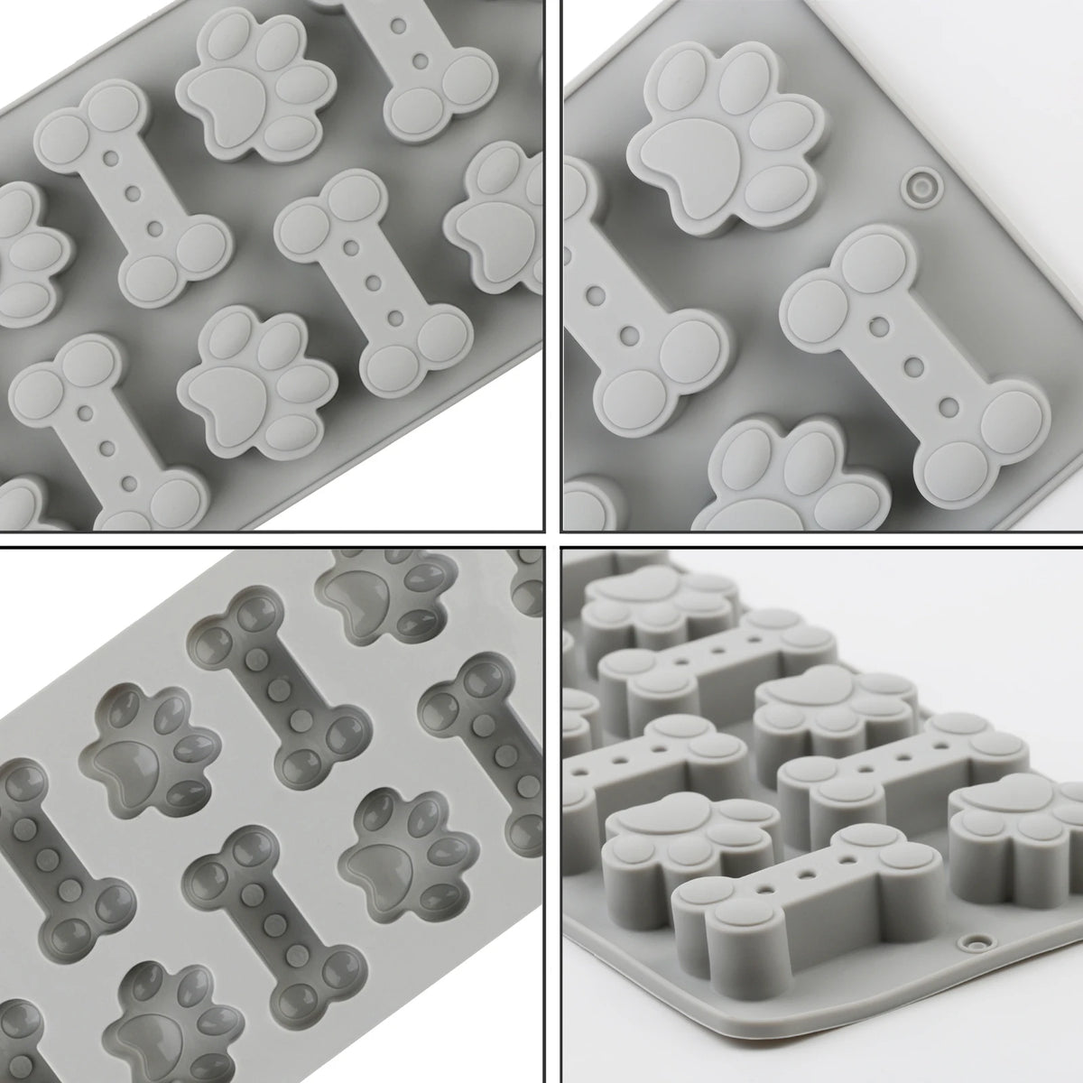 1Pcs Silicone Mold for Dog Biscuits Pink/Blue/Gray Dog Bone Paw Cookie Mold for Dog Treats Ice Cubes Chocolate And Cake Candy