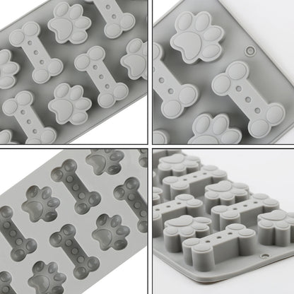 1Pcs Silicone Mold for Dog Biscuits Pink/Blue/Gray Dog Bone Paw Cookie Mold for Dog Treats Ice Cubes Chocolate And Cake Candy