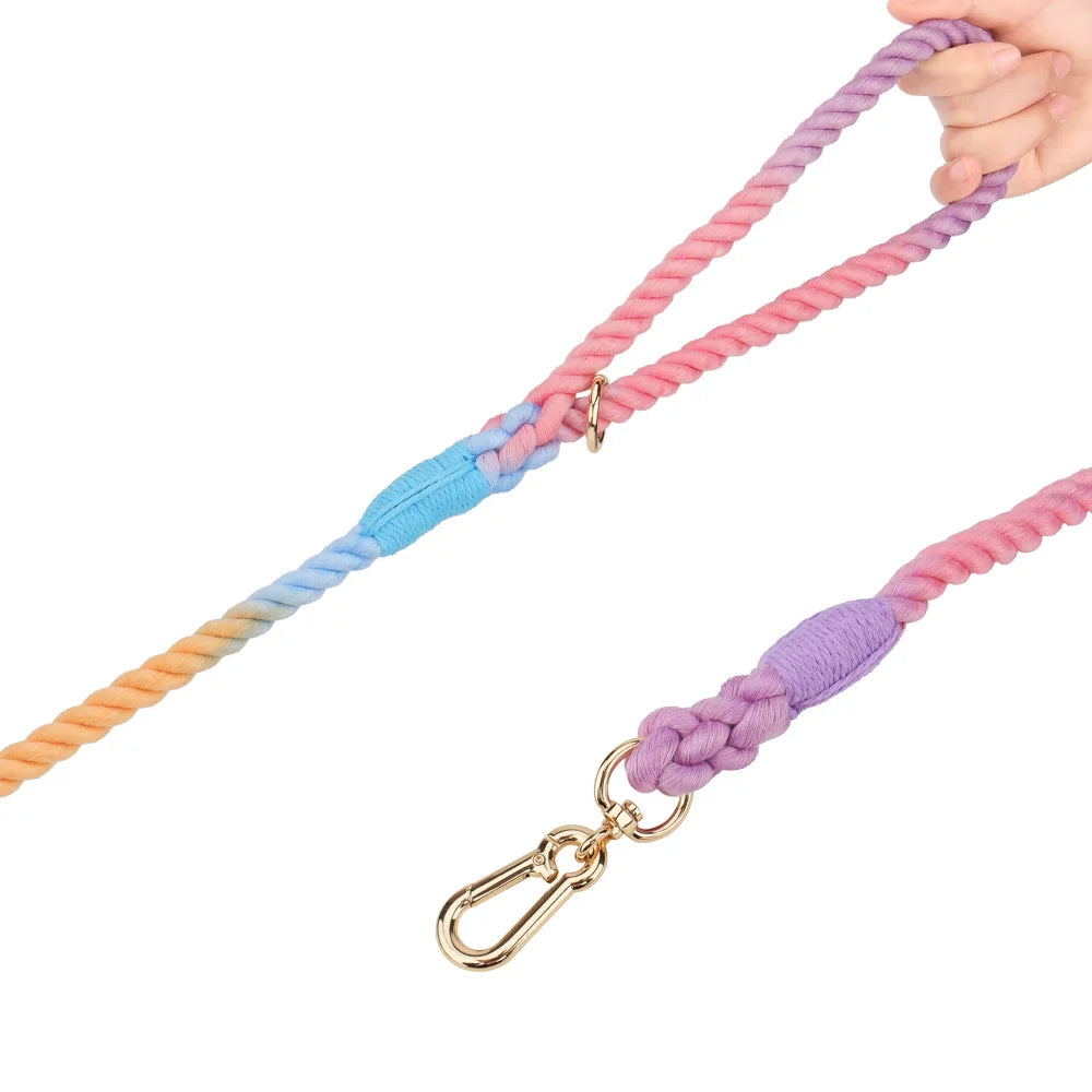 Hand-woven Cotton Rainbow Dog Leash, Medium and Large Dog Walking Leash Is Wear-resistant ,  for Outdoor Walking or Dog Training
