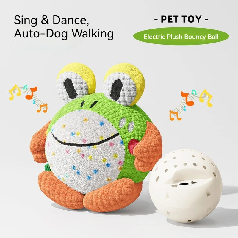Kawaii Interactive Dog Toy Electric Plush Jumping Ball Squeaky Bite Resistant Self Entertaining Boredom Relief For Cute Dogs