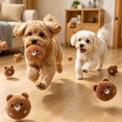 One brown panda bouncy ball with sound, suitable for cats, scratching, and teething. It's a pet toy, dog teething toy, and featu