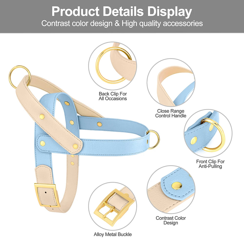 Leather Dog Harness No Pull Dogs Harnesses Vest Soft Pet Walking Training Vests Strong For Small Medium Large Dogs Pug Pitbull