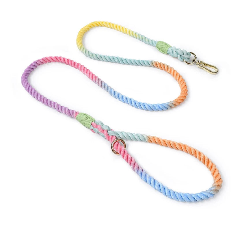 Hand-woven Cotton Rainbow Dog Leash, Medium and Large Dog Walking Leash Is Wear-resistant ,  for Outdoor Walking or Dog Training