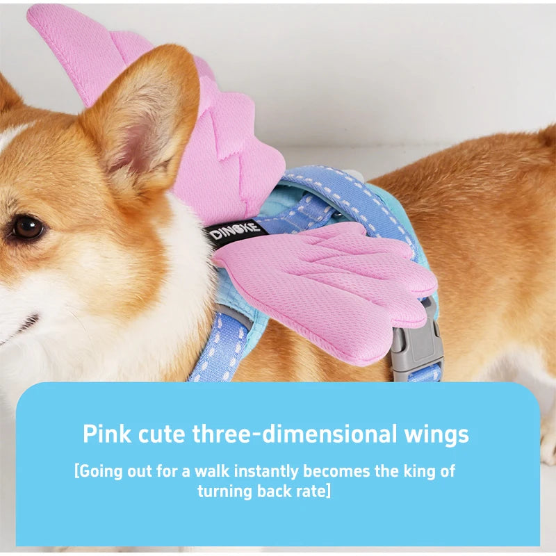 Wing & Wag Angel Wings Dog Harness - A breathable adjustable dog harness finished with playful 3D angel wings.