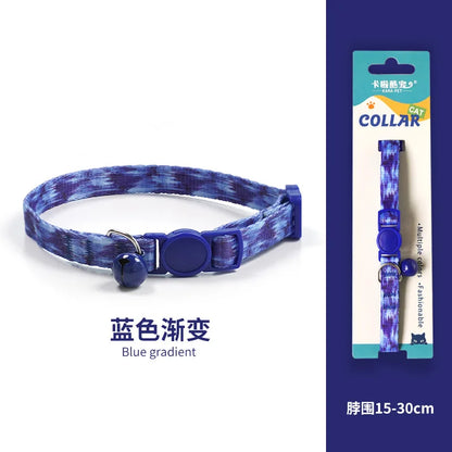 Cat Collar, Kitten Woven Necklace, Neck Collar with Bell, Anti-Choking, Adjustable, Comfortable, Safety Buckle, Pet Accessory