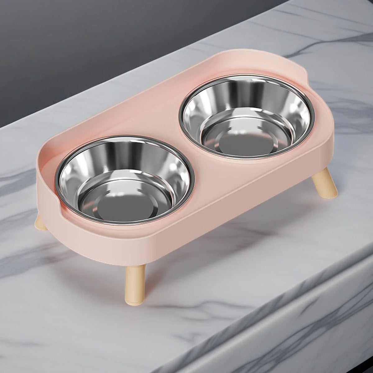 HOMEFISH Dopamine Multicoloured Tall Pet Feeder with Two Stainless Steel Bowls and Neck Support