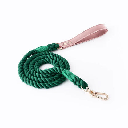 Wholesale Handmade Woven Colorful Pet Dog Leash Set Leather Dog Collar Supplies Cross-Border