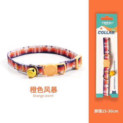 Cat Collar, Kitten Woven Necklace, Neck Collar with Bell, Anti-Choking, Adjustable, Comfortable, Safety Buckle, Pet Accessory