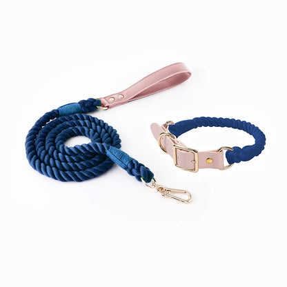 Wholesale Handmade Woven Colorful Pet Dog Leash Set Leather Dog Collar Supplies Cross-Border