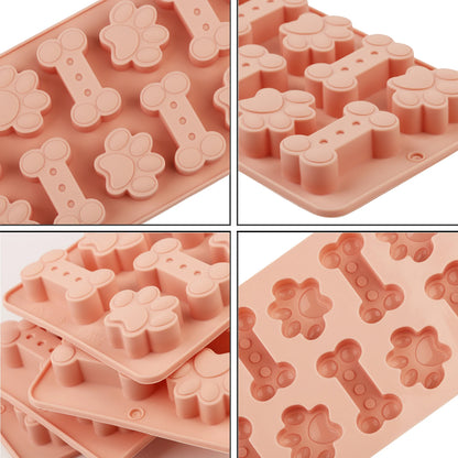 1Pcs Silicone Mold for Dog Biscuits Pink/Blue/Gray Dog Bone Paw Cookie Mold for Dog Treats Ice Cubes Chocolate And Cake Candy